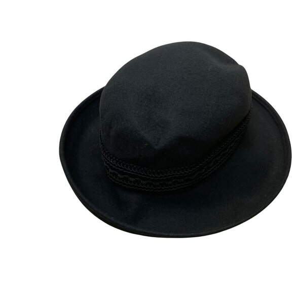 Hoodlums Womens Black Wool Fedora Braided Band Made In USA - Picture 5 of 13